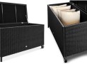 Kissenbox Kunststoff Polyrattan schwarz mit Rollen